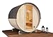 FinnTherm Fass-Sauna Mini XS, 194 x 160 x 194 cm Gartensauna, Outdoor Sauna mit 42 mm Wandstärke, inkl. Montagematerial, Glastür aus Sicherheitsglas, 3 Personen, inkl. Dachschindeln, Außensauna