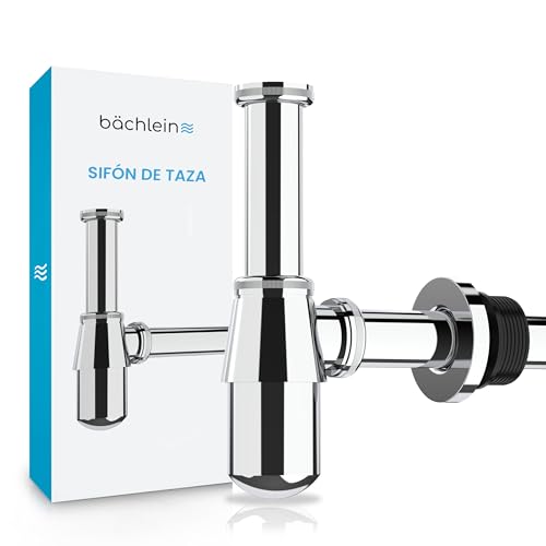 Bächlein Sifón de Taza Universal para Lavabo y Lavadero, Sifón de Olores con Abertura de Limpieza e Instrucciones de Instalación, Accesorio de Desagüe de Diseño con Precisión