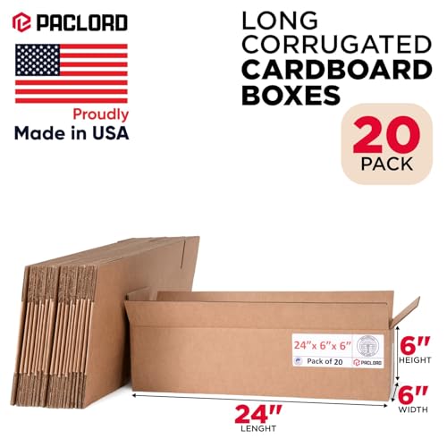 Image of Long Cardboard Boxes 24 inchL x 6 inchW x 6 inchH (Pack of 20) - USA-Made Packing Boxes for Moving, Shipping, or Storage - USPS, UPS, FedEx Approved - Professional Packing Supplies for Moving | USA-Made Packing Boxes for Moving, Shipping, or Storage - USPS, UPS, FedEx Approved - Professional Packing Supplies