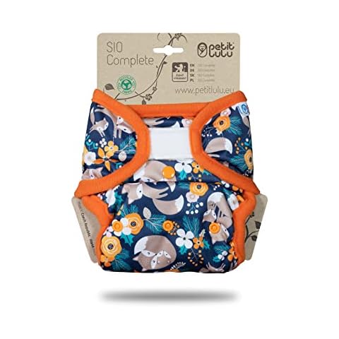 Petit Lulu AI2 Stoffwindel One Size (5-16 kg) SIO Complete Short Insert Klett Baby SIO Komplettwindel Wiederverwendbar und Waschbar Hergestellt in EU (Fox Family) Cover