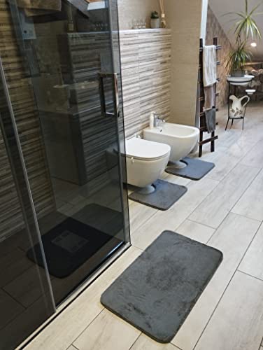 Set Tappeti Bagno 3 Pezzi in Microfibra