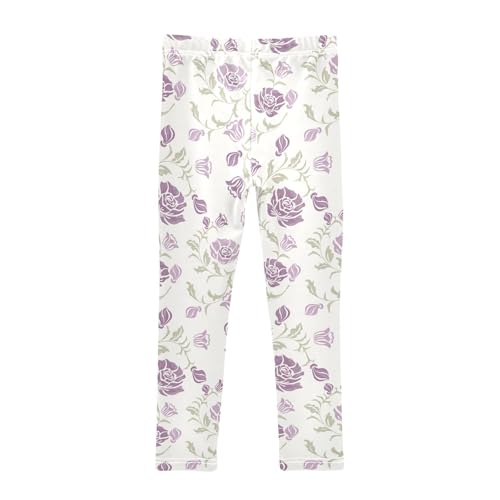 Vintage Rose Girls Leggings,Workout Leggings for Girls Toddler Athletic Leggings Size for 3-10T2