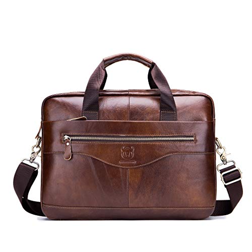 Aktentasche Umhängetasche Herren Laptoptasche 14 Zoll Arbeit Taschen wasserdichte Canvas Ledertasche Messenger Bag Notebooktasche Vintage
