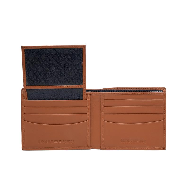 Image of Tommy Hilfiger Men's Passcase Wallet Elgon - Tan | Embossed Leather | Global Coin Pocket | Stylish Purse for Men