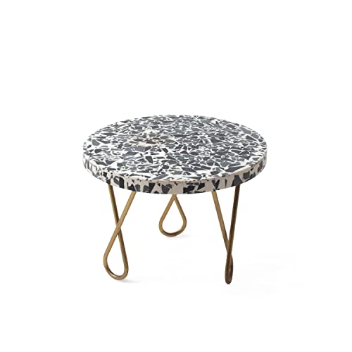Image of CASADECOR Rainbow Speckled Resin & Metal Pizza Cake Stand | 8-Inch Round Dessert Display & Serving Stand for Cakes, Pizza, Pastries & Table Decor (Multicolor, Pack of 1)