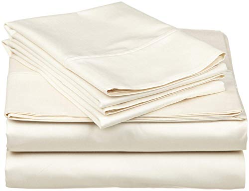 Image of Elegant Pure Egyptian Cotton 500 Thread Count Ivory Solid - Sleeper Sofa Sheet Set (4 PCs) in Full Size 54 inch x 72 inch x 5 inch