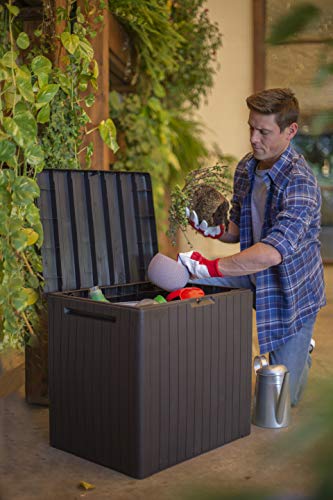 Foto von Keter City Box, Aufbewahrungsbox, Braun, Inhalt: 113L, Maße: HxTxB 55x44x57,8cm, ideal für Balkon und kleine Flächen