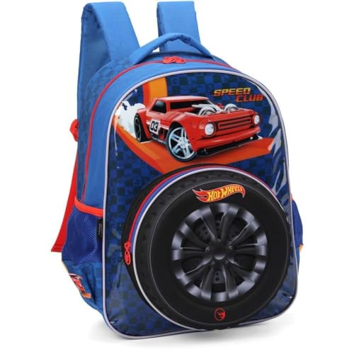 Mochila Escolar, Infantil, Hot Wheels, G, Azul, Luxcel