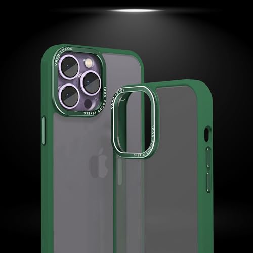 Image of Vaku Luxos Trans Armor for iPhone 14 Pro Case Cover, 6 Feet Drop, Metal Ring Camera Protection, Shockproof, Scratch Resistant, Slim, Compatible with iPhone 14 Pro Back Cover - Green