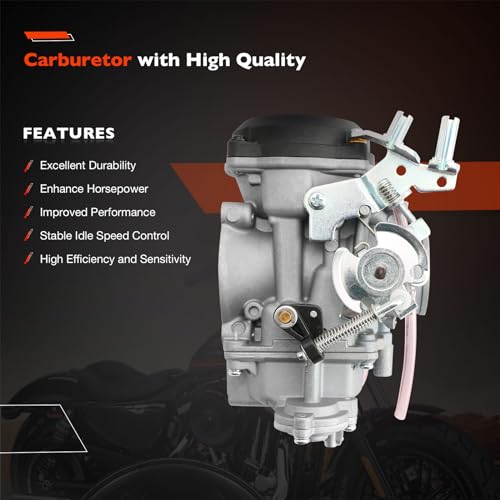 Atracypart A1577 Cv40 Carburetor Compatible With 1988-2006 Harley Davidson Sportster 883 1200 Xl883 Xl1200,1988-2016 Dyna & Fxr,1988-2017 Softail,1988-2016 Touring,1998-Up Sportster Electra Glide Fatboy & More Carb thumb #5