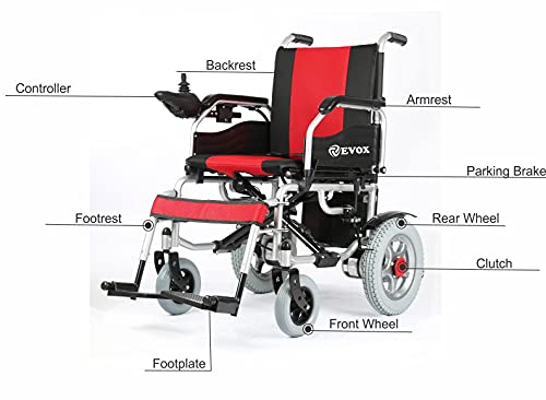 Image of EVOX Electric Wheelchair with (24 V 20AH) 12-15 km per charge, Durable & Long Lasting, Weight Bearing Capacity -100kg | Lithium Ion Battery For Elderly and Specially-abled WC-105, 1 Year Warranty