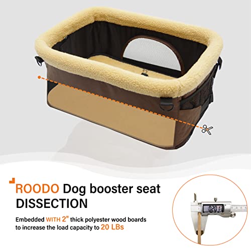 Roodo Dog/Cat Booster Car Seat Premium Quality Metal Frame Construction - Clip-On Safety Leash - Telescopic Pocket - Perfect For Small And Medium Pets Up To 18 Lbs (Black) #TOP5