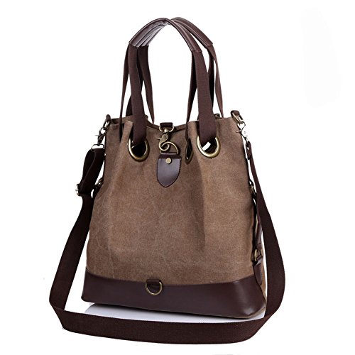 Aibag Vintage Literary Women's Casual Canvas Hobo Everyday Handbag Bucket Shoulder Bag Big