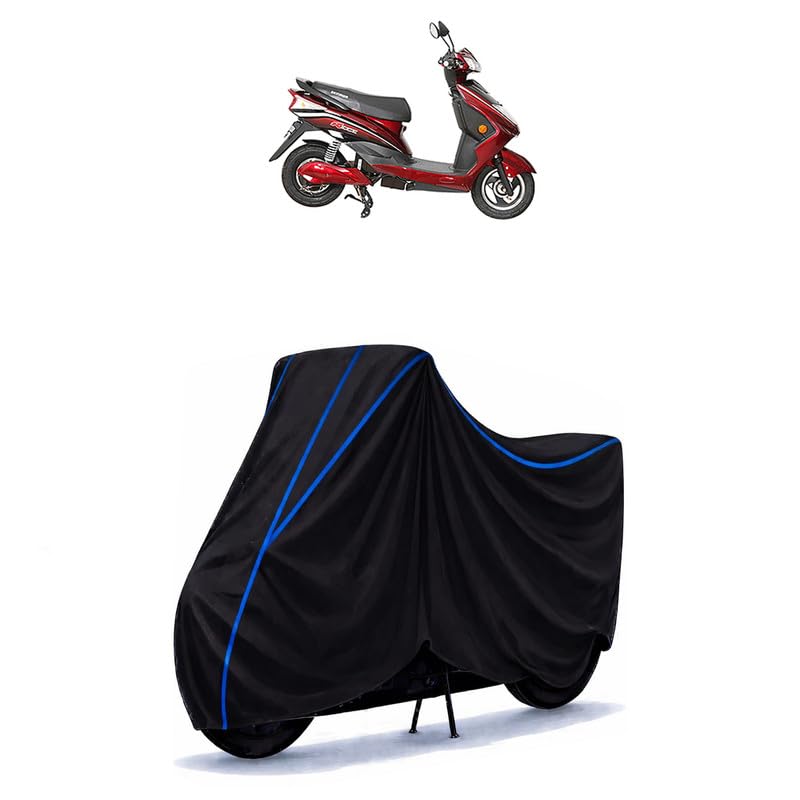 Image of Scooty Cover Water Resistant for Ridge Plus Standard | Universal Scooter & Bike Cover | Heavy Duty UV Dust, Rain & Scratch Protection | Elastic Fit All Weather Indoor Outdoor | Black with Blue Piping