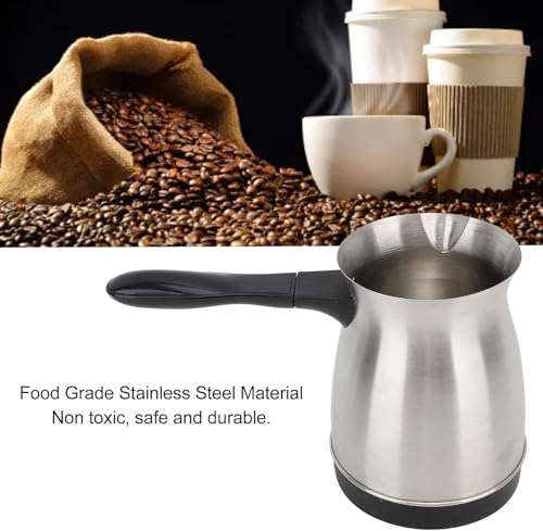 Image of Electric Turkish Coffee Maker - Stainless Steel Coffee Pot with Heating Base, Fast Brewing, Ergonomic Handle, 500 ml Capacity