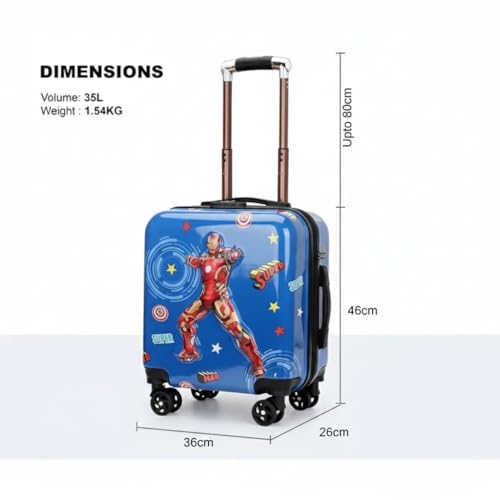 Image of Kids Carry On Luggage with Wheels,18-inch Hard Shell Suitcase Lightweight Toddler Rolling Trolly with Retractable Handle,Durable Hardside Spinner Trolly for Airplane Travel (Dark Blue)