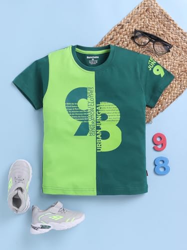 Image of Bumchums Boys Casual Regular Fit Round Neck Half Sleeve T-Shirt for Kids, Boys, Graphic Printed