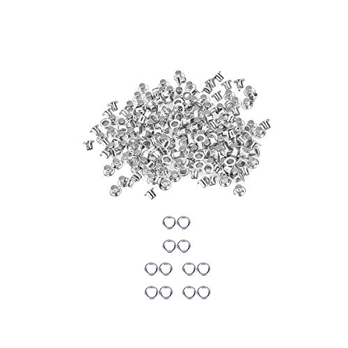 Wedding Decor Plateado Latón Ojales Ojales para Ropa, Bebé Muñecas, Costura, Bolsas, Álbum de Recortes, Bricolaje Proyectos, 2mm 100pcs - Plateado, 3mm