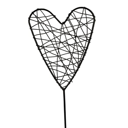 Netuno 1 Stück Deko-Herz aus Metall Schwarz 48 cm Gartenstecker Blumenstecker Deko Stecker Deko-Figur Deko-Objekt Metall Dekoration für Terrasse Balkon Blumentopf Homedeko Gartendeko Beetstecker