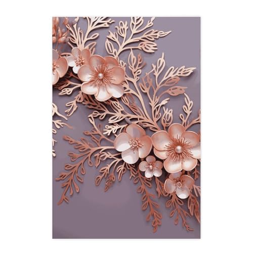 Décorations florales élégantes or rose et affiches murales vintage
