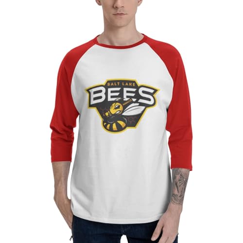 aszvuruw salt lake bees men's raglan sleeves baseball t-shirts red