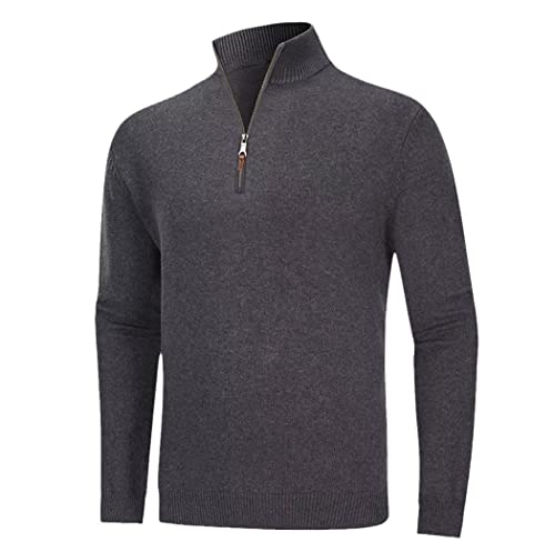 Pull à col roulé pour homme Haitpant gris foncé col zippé en taille XXXL