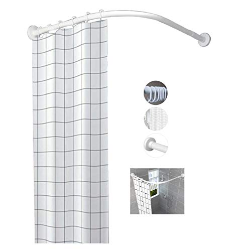 Tringle à rideau de douche incurvée extensible blanche sans perçage
