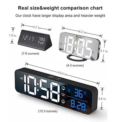 Digital Clock, Digital Clock Large Display, Led Digital Alarm Clock For Living Room, Rechargeable, Sound-Activated, Snooze, Date &Temp Display Digital Wall Clock, For Bedroom Kitchen Office, Black #TOP5