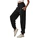 Nuofengkudu Mujer Harem Baggy Jogging Pantalones con Bolsillos Elastica Cintura Alta Comodo Llanura Largos Pantalón Deportiva Sports Jogger Pants Sweatpants Casual Ropa de Casa(Delgado-Negro,S)