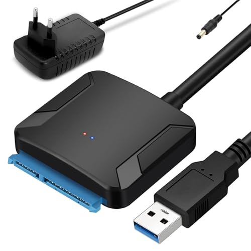 Puiseno SATA-USB-Adapter, SATA auf USB 3.0 Adapter für 2,5/3,5 Zoll SSD & HDD, Unterstützung UASP, USBSATA-Adapter mit 12V 2A Netzteil, kompatibel mit Windows, Mac und Linux Puiseno SATA-USB-Adapter, SATA auf USB 3.0 Adapter für 2,5/3,5 Zoll SSD & HDD, Unterstützung UASP, USBSATA-Adapter mit 12V 2A Netzteil, kompatibel mit Windows, Mac und Linux