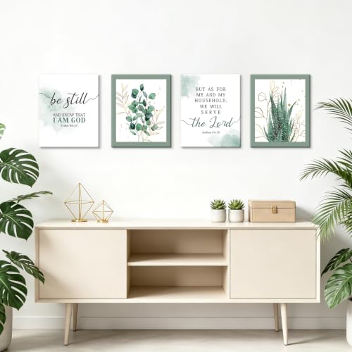 Image of CHDITB Botanical Bible Verse Framed Wall Art, Christian Scripture Decor | Eucalyptus Scripture Posters, Boho Green Plant Biblical Quotes Canvas Prints, Religious Wall Art for Bedroom Church 8 inchX10 inch