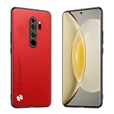 Longstong Custodia Adatta per Redmi Note 8 Pro (6.53"), Cover in pelle metallica serie CODE - Rosso