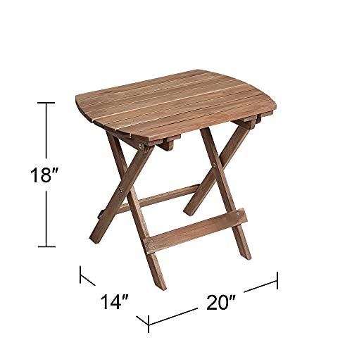 Teal Island Designs Monterey Modern Acacia Wood Outdoor Folding Accent Side End Table 20" x 14" Natural Slatted Tabletop Legs for Patio House Home Balcony Backyard Spaces Deck Shed Yard