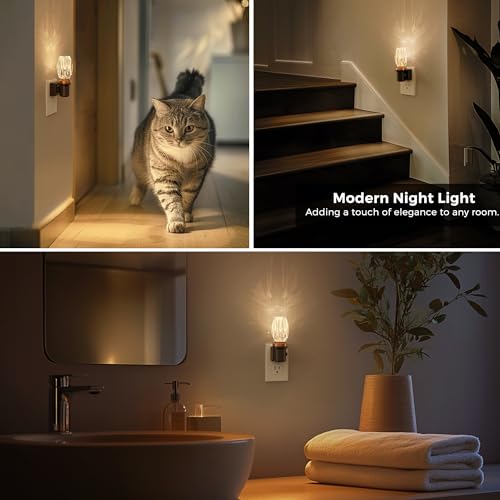 Image of L LOHAS LED Night Light, Dimmable Night Lights Plug into Wall, Light Sensor | Automatic Nightlights Plug in, 3000K 100LM, LED Nightlight, Crystal Acrylic Decorative, Hallway Bedroom Bathroom, 1 Pack