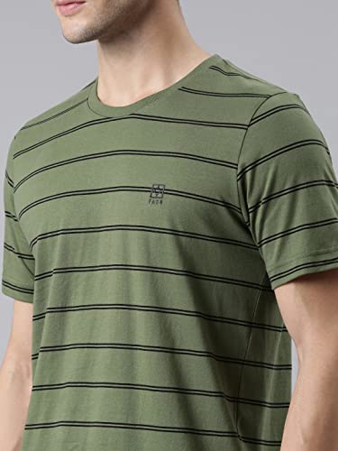 Image of F A S O Men's T-Shirt - Super Soft Combed Cotton Rich Fabric Sporty Striped Design Customized Comfort Fit