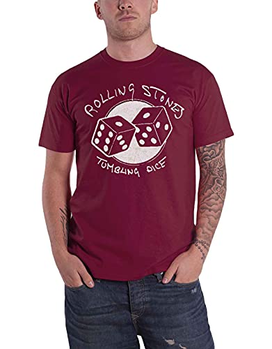 Rolling Stones The T Shirt Tumbling Dice Band Logo Nouveau Officiel Maroon Rouge - Les Beatles, Paul McCartney, John Lennon, RIngo Starr, George Harrison Rolling Stones The T Shirt Tumbling Dice Band Logo Nouveau Officiel Maroon Rouge