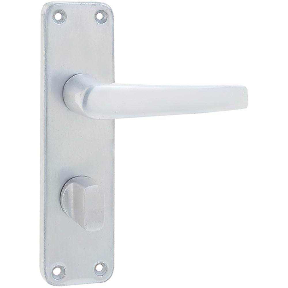 Loops Aluminium Satin Anodised Contract Door Handle For Bathrooms And Bedrooms - Interior Lever On Backplate