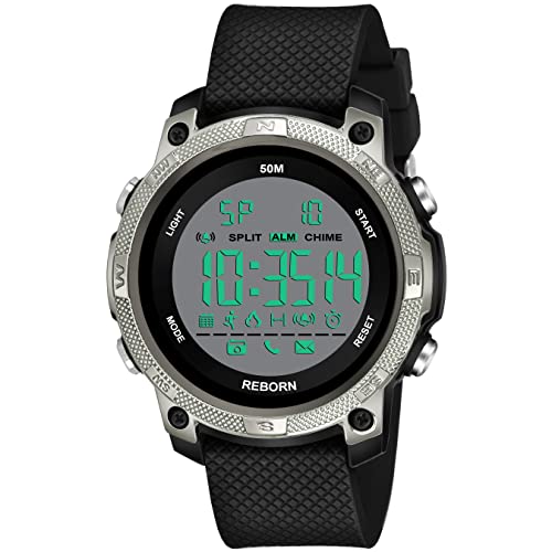 Stysol 3ATM 50M Waterproof Health Fitness Alarm Multi Function Smart Digital Watch for Men & Boys (9075 – Black)