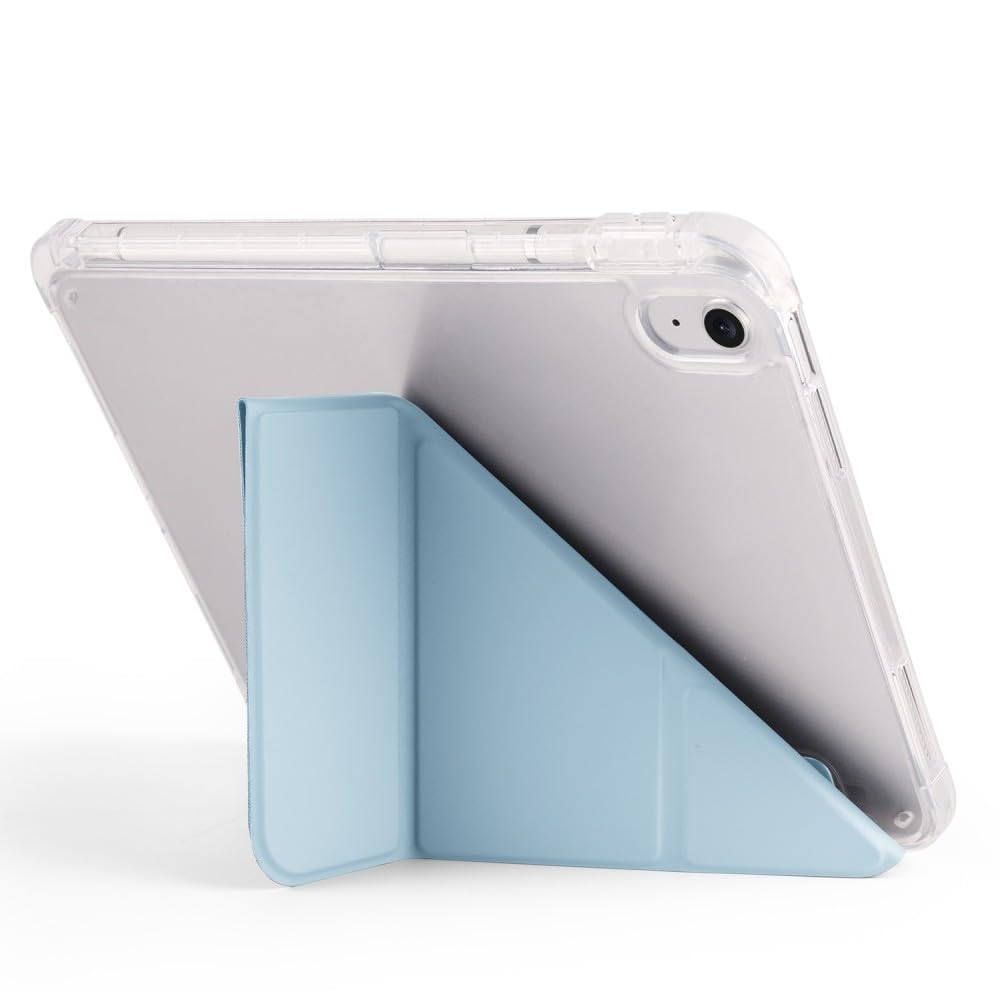 Étui rigide iPad 10 10.9 rabat cuir support intégré bleu clair - 8