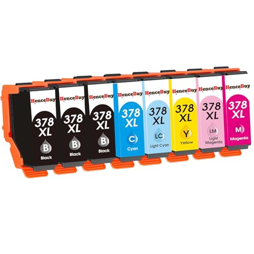 HenceBuy 378XL Druckerpatronen für Epson 378 Multipack Kompatible für Expression Photo XP-8700 XP-8600 XP-8500 XP-8605 XP-8505 XP-15000 XP8700 XP8600 XP8500 Patronen (8 Farben)