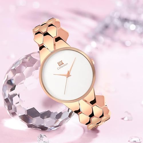 Image of IIK COLLECTION Watch for Women Round Dial |Analogue Quartz Movemnet Ladies Watch|Long Battery Life|Stainless Steel Adjustable Bracelet Chain Strap|Fancy Clasp Safety Watch for Woman
