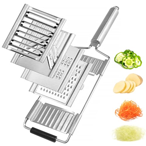 4-in-1 Stainless Steel Vegetable Slicer and Cheese Grater Set – Adjustable Mandoline with Interchangeable Blades for Cabbage, Potatoes, Fruits, and More 4-in-1 Stainless Steel Vegetable Slicer and Cheese Grater Set – Adjustable Mandoline with Interchangeable Blades for Cabbage, Potatoes, Fruits, and More