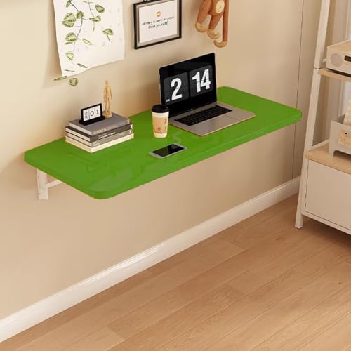 Table murale rabattable en bois de qualité, bureau flottant vert 120 cm - 6