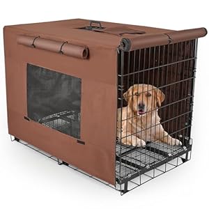 Dog Crate Cover 42 Inch Thickened Dog Kennel Cover Windproof Puppy Cage Covers with Mesh Windows on Both Sides Portable Crate Covers for Dogs Cages Fit for Indoor/Outdoor Use