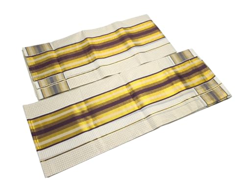 Image of Womens Kuthampully Set Mundu With Golden & Stripes Kara