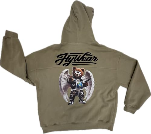 Flywear Inspirational Graphic oversized, size X-Large Hoodie, beige, Cotton Blend, Pullover Style with Angel Wing Design, Front Pocket2