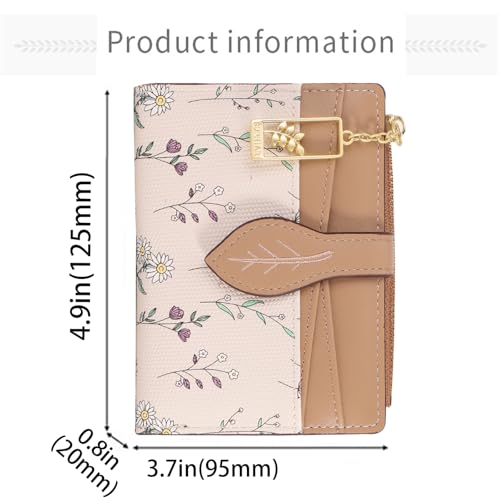 Cute Brown Minimalist Flower Wallet for Women and Ladies Small Kawaii Coin Purse with ID Window Lightweight and Stylish Design Compact Cash Wallet for Ladies2