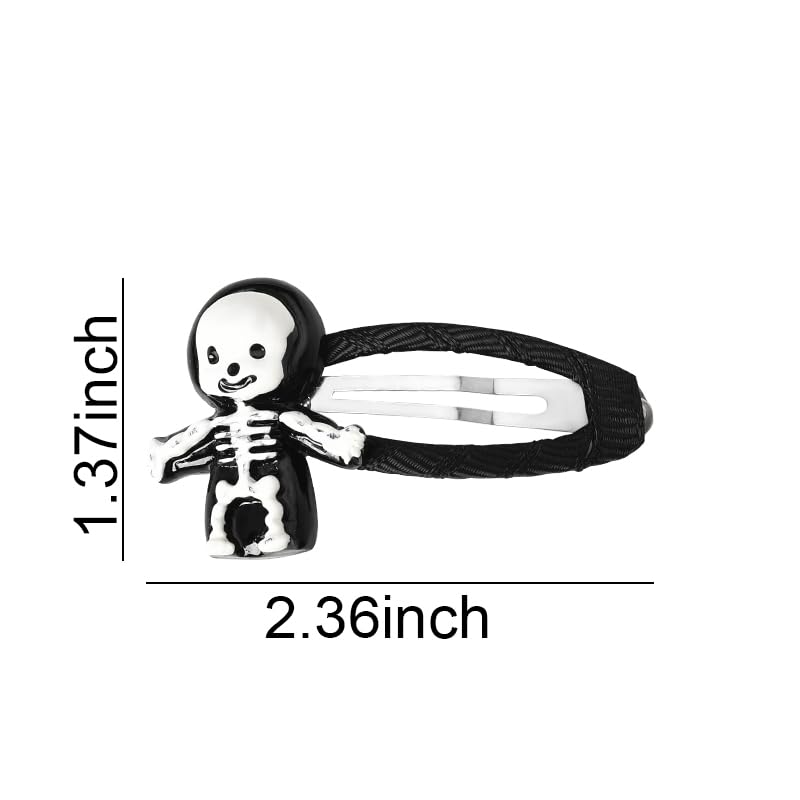 Miniatura 8 de Pinzas para el cabello de Halloween para mujeres y niñas, pinzas para el cabello con diseño de calavera y esqueleto, paquete de 3 unidades,