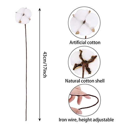 Nemeae 500214585 20Pcs Cotton Stems, Cotton Flowers, Artificial Cotton Stems Faux Farmhouse Decorations thumb #3