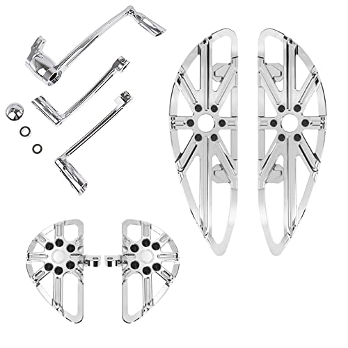 Yhmtivtu Motorcycle Front And Rear Floorboards Brake Arm Lever Kit Shift Levers Fit For Harley Touring Electra Street Road Glide Road King 2008-2013 Chrome #TOP19